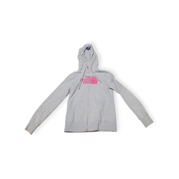 The North Face Tops - The North Face Gray Hoodie with Pink Logo